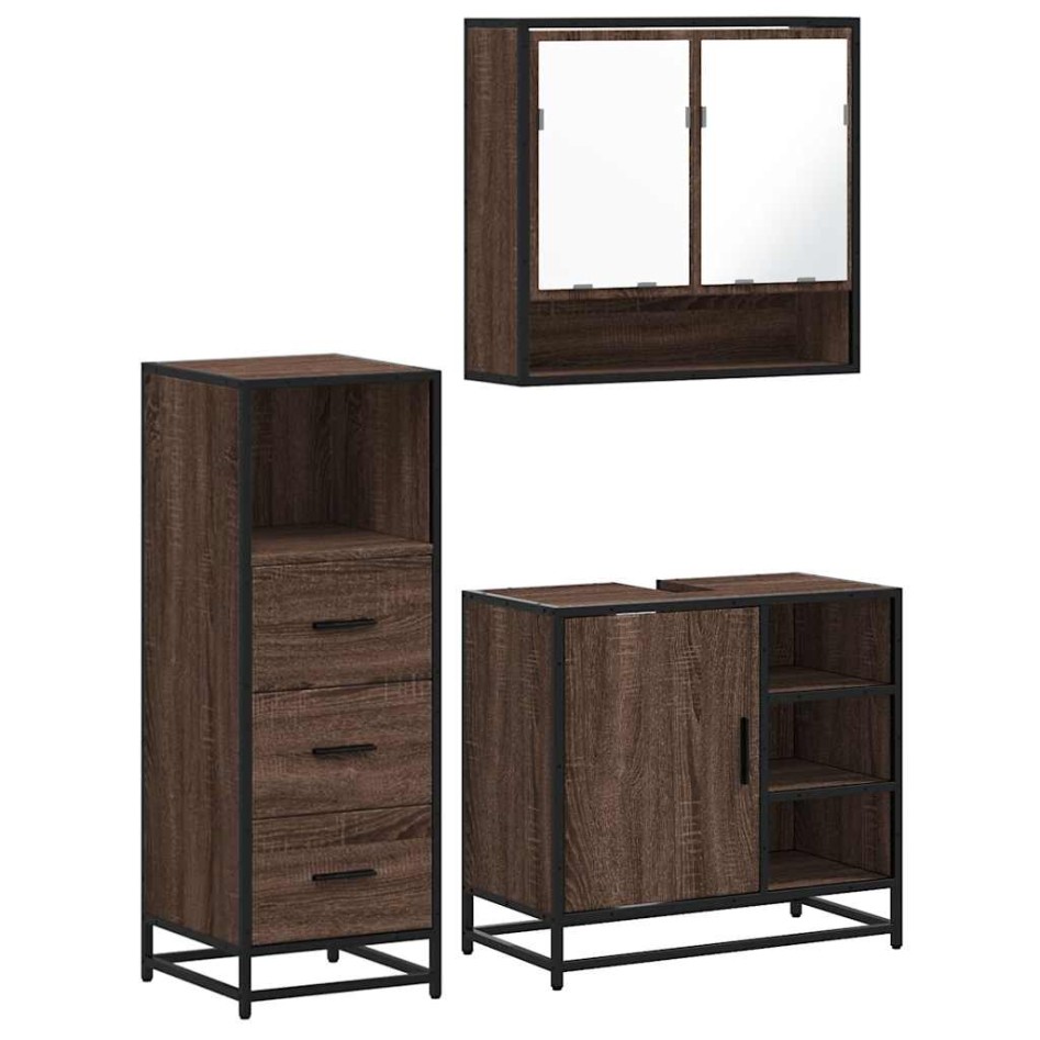 Set de muebles baño 3 pzas madera contrachapada roble