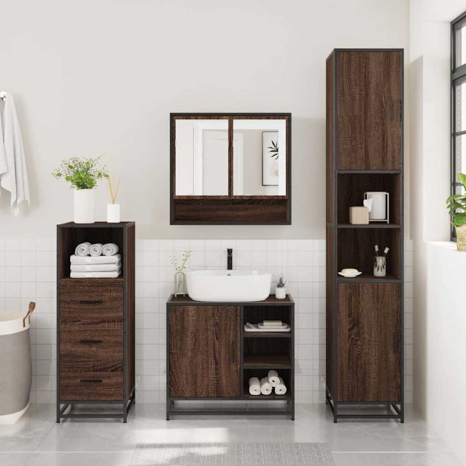 Set de muebles baño 3 pzas madera contrachapada roble