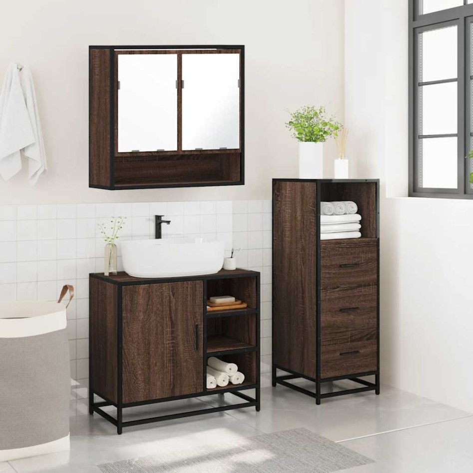 Set de muebles baño 3 pzas madera contrachapada roble
