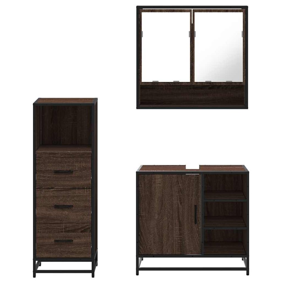 Set de muebles baño 3 pzas madera contrachapada roble