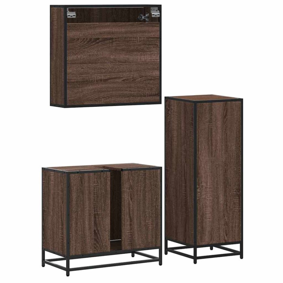 Set de muebles baño 3 pzas madera contrachapada roble