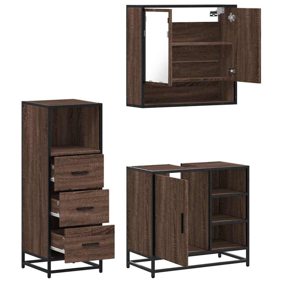 Set de muebles baño 3 pzas madera contrachapada roble