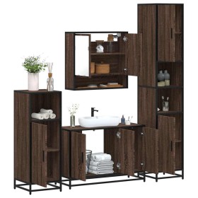 Set de muebles baño 4 pzas madera contrachapada roble