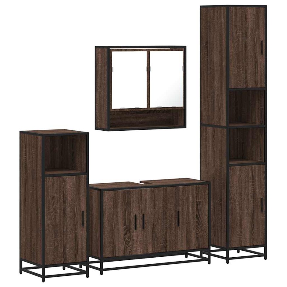 Set de muebles baño 4 pzas madera contrachapada roble