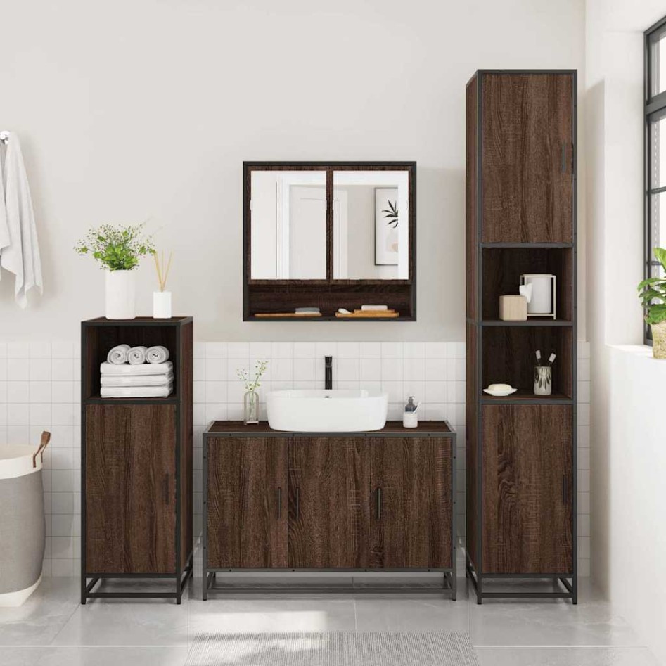 Set de muebles baño 4 pzas madera contrachapada roble