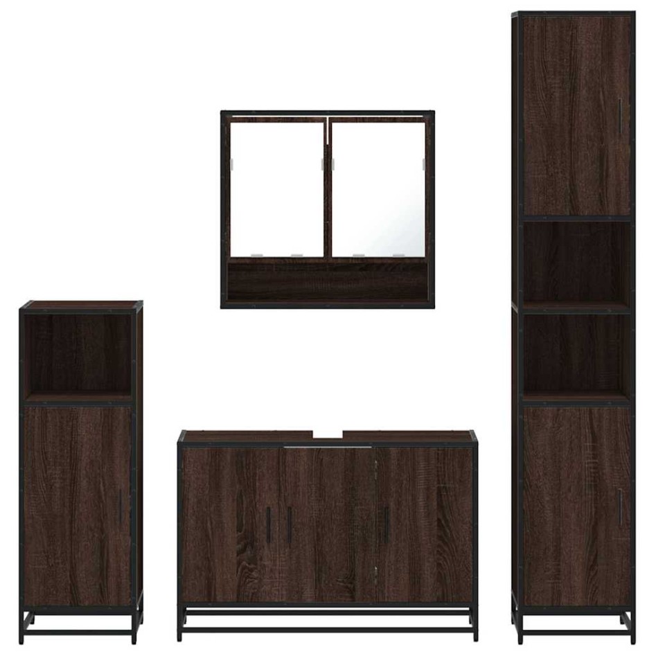 Set de muebles baño 4 pzas madera contrachapada roble