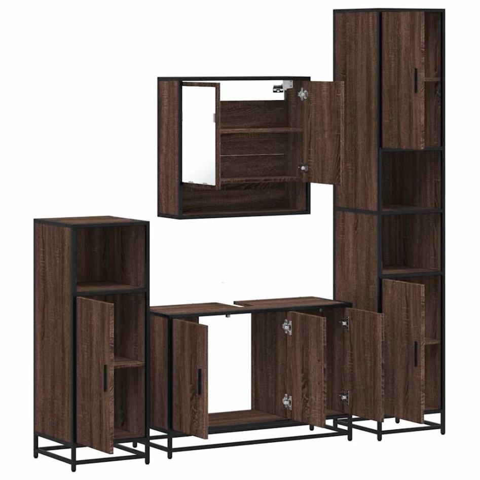 Set de muebles baño 4 pzas madera contrachapada roble