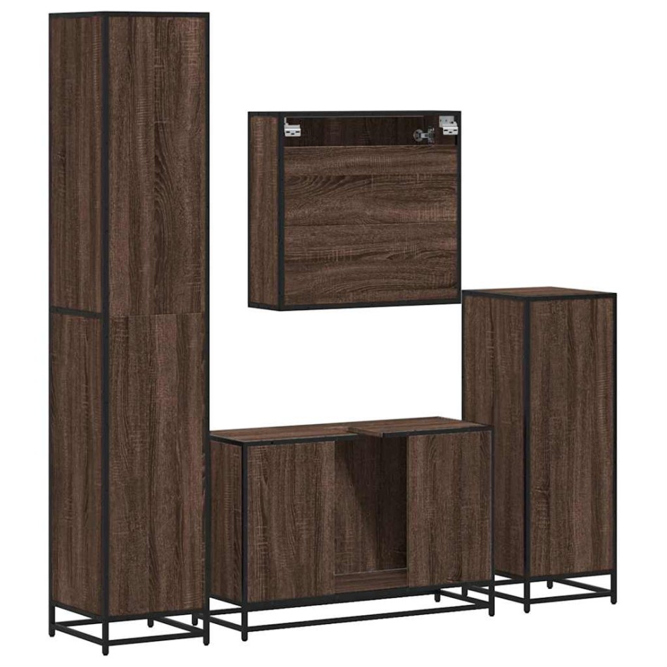Set de muebles baño 4 pzas madera contrachapada roble
