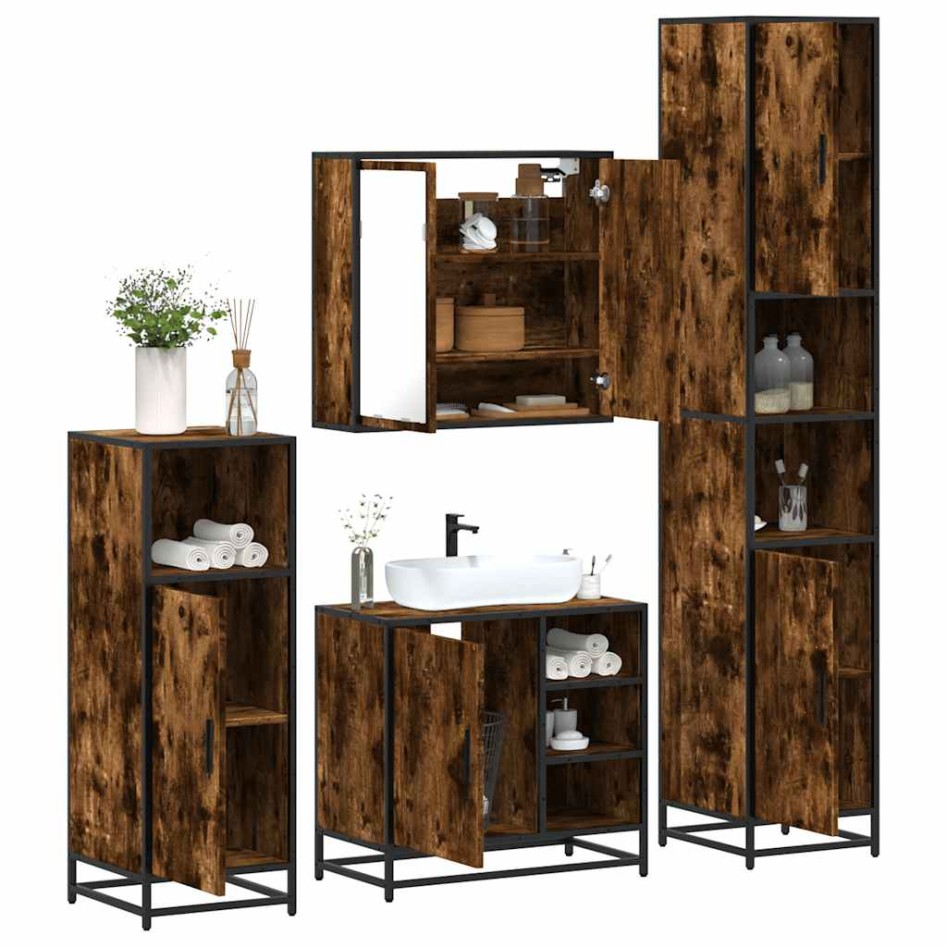 Set de muebles baño 4 pzas madera contrachapada roble