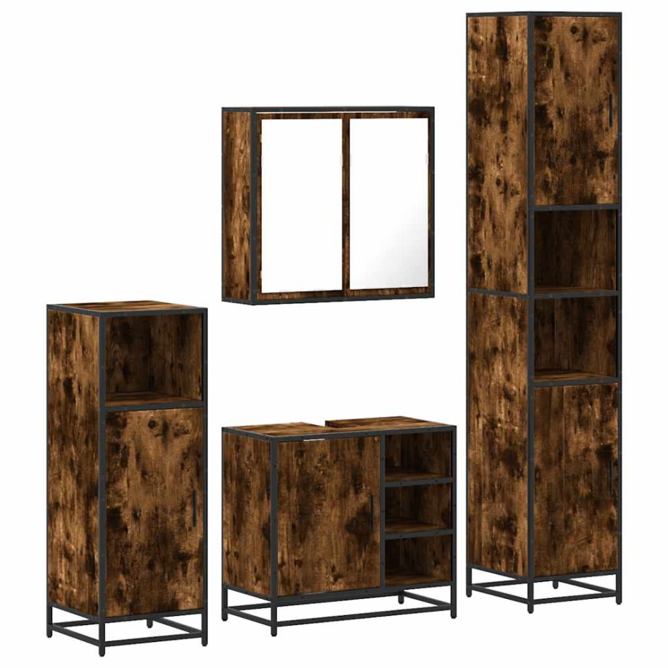 Set de muebles baño 4 pzas madera contrachapada roble