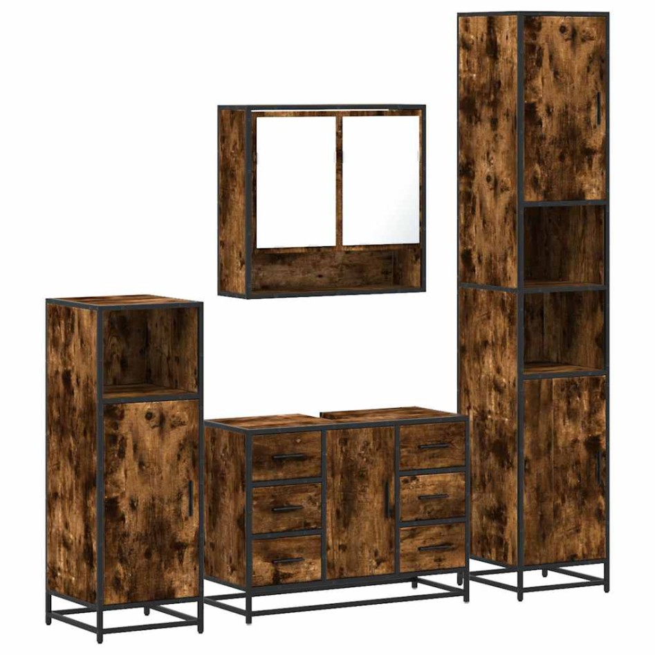 Set de muebles baño 4 pzas madera contrachapada roble
