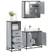 Set de muebles de baño 3 pzas madera contrachapada gris sonoma