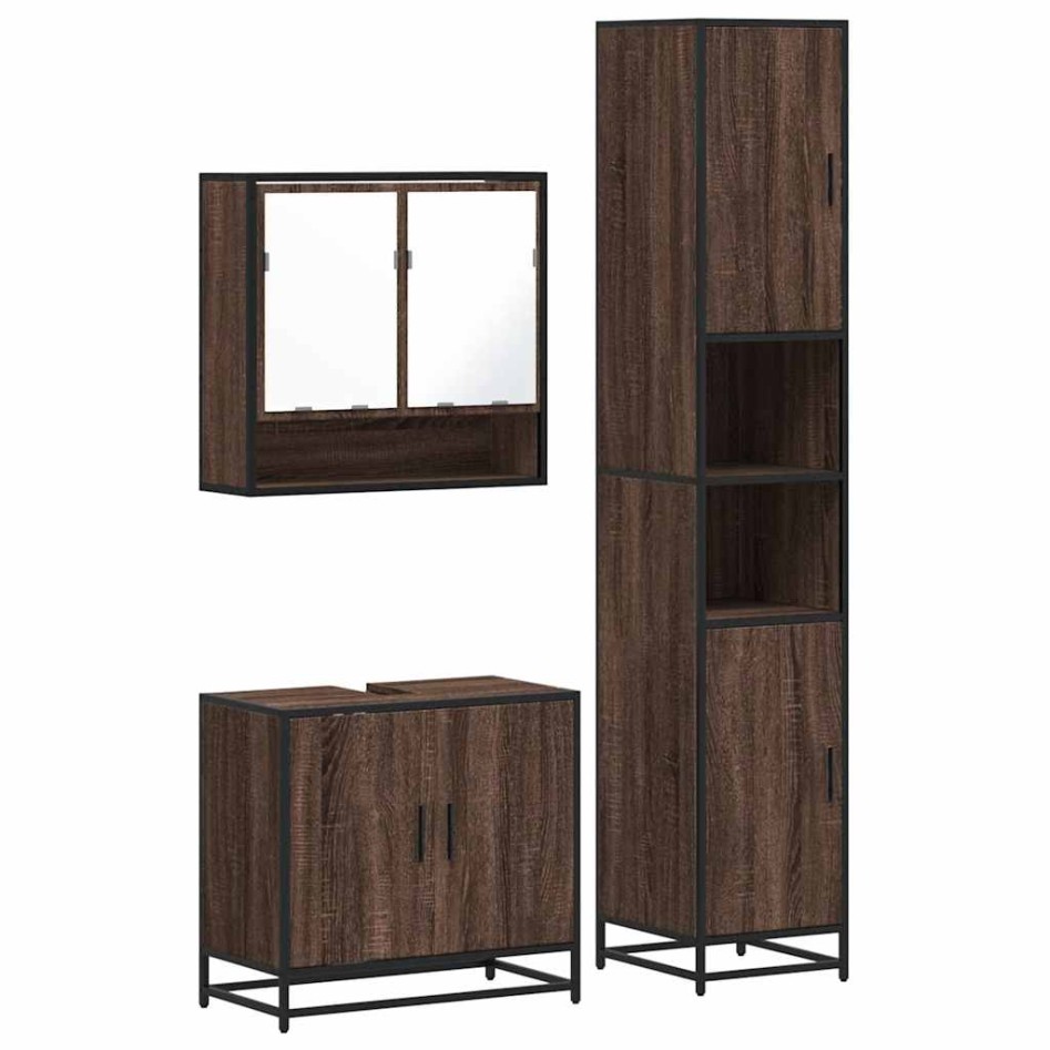 Set de muebles baño 3 pzas madera contrachapada roble