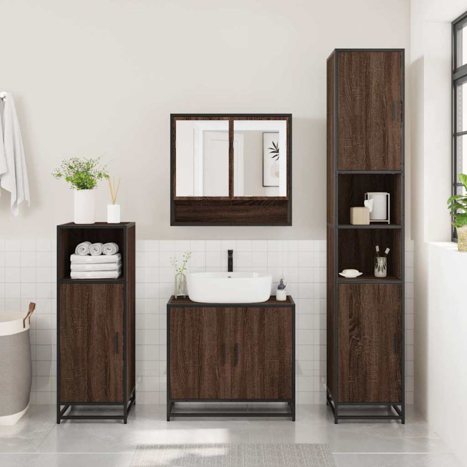 Set de muebles baño 3 pzas madera contrachapada roble