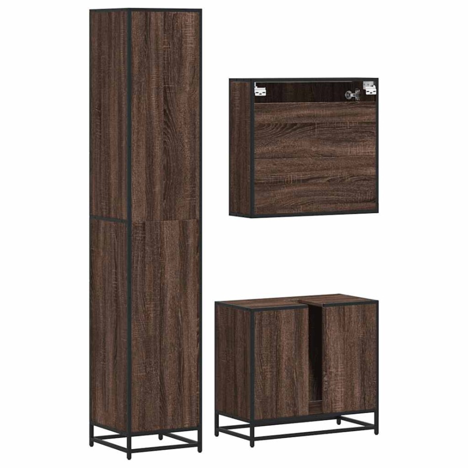Set de muebles baño 3 pzas madera contrachapada roble