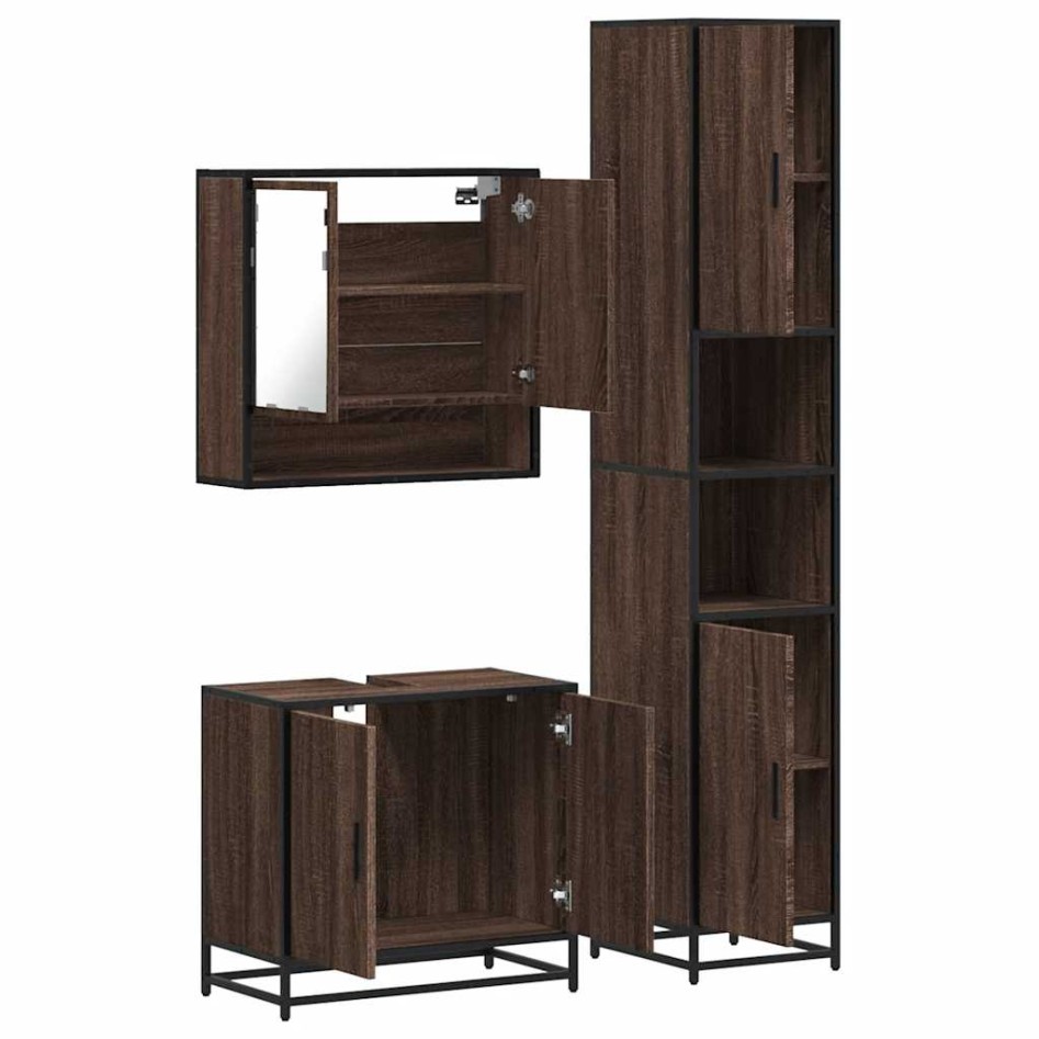 Set de muebles baño 3 pzas madera contrachapada roble