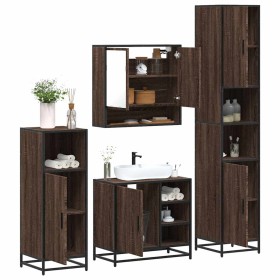 Set de muebles baño 4 pzas madera contrachapada roble