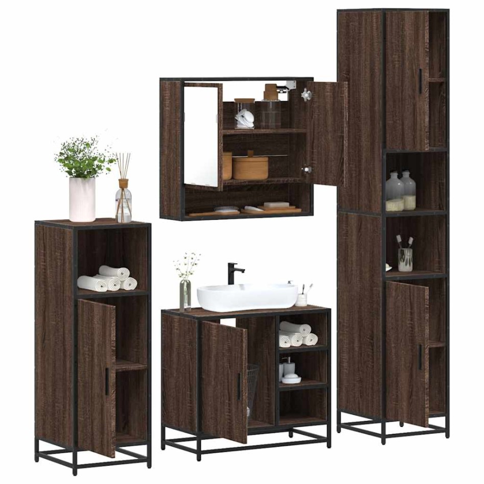 Set de muebles baño 4 pzas madera contrachapada roble