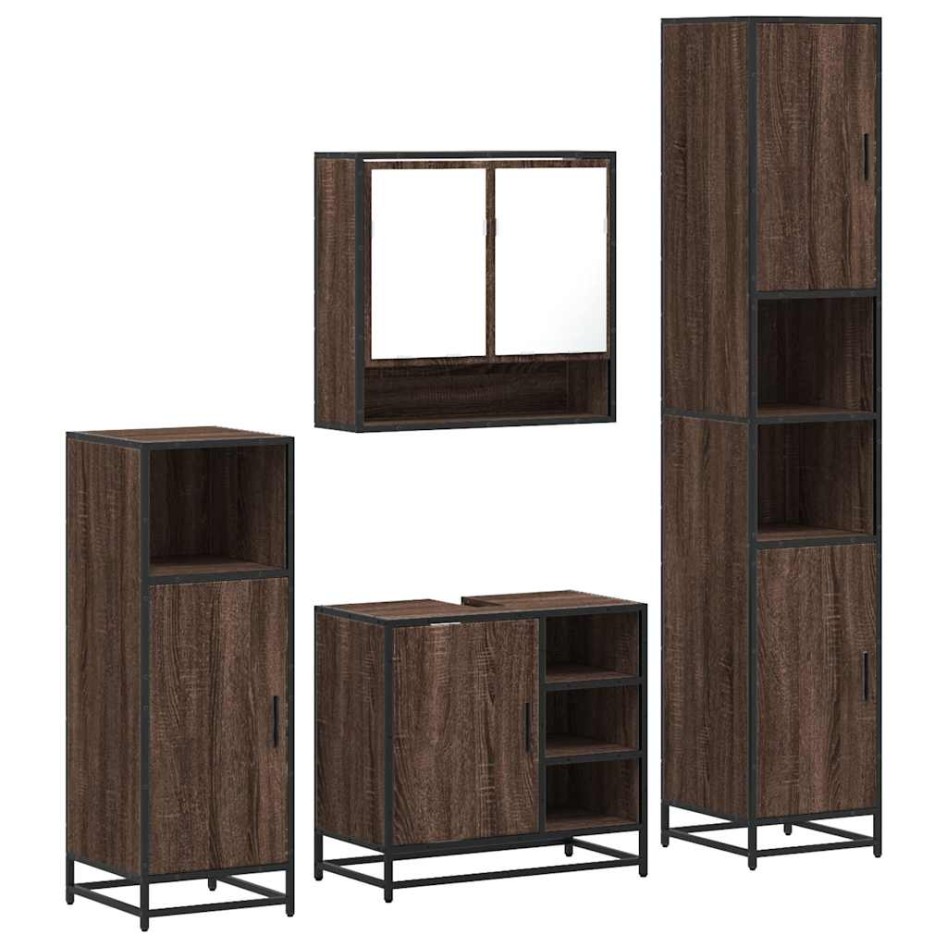 Set de muebles baño 4 pzas madera contrachapada roble