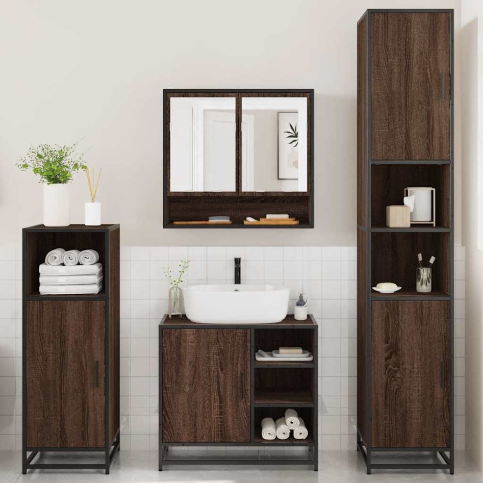 Set de muebles baño 4 pzas madera contrachapada roble