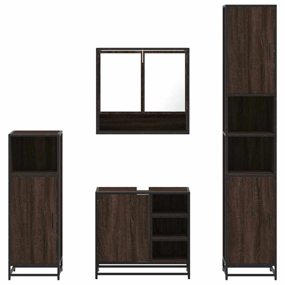 Set de muebles baño 4 pzas madera contrachapada roble