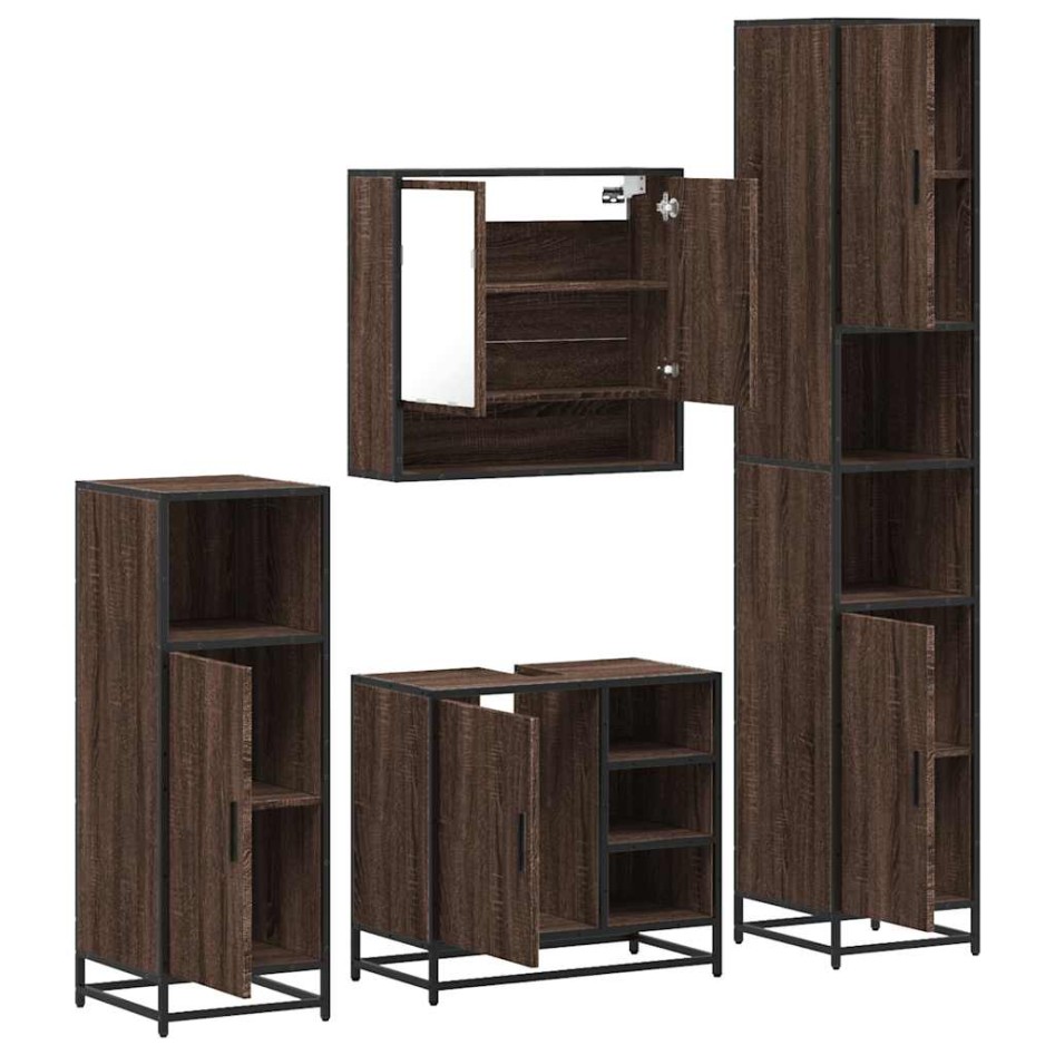 Set de muebles baño 4 pzas madera contrachapada roble
