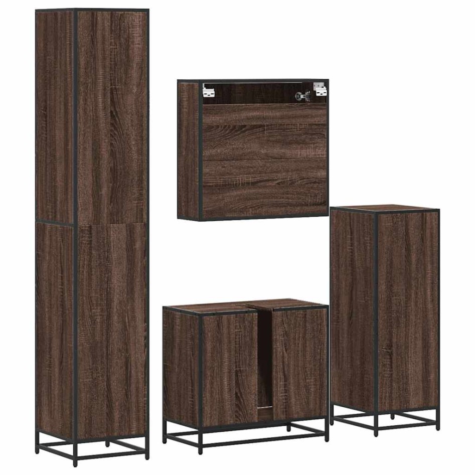 Set de muebles baño 4 pzas madera contrachapada roble