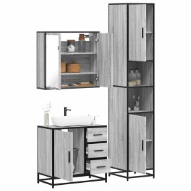 Set de muebles de baño 3 pzas madera contrachapada gris