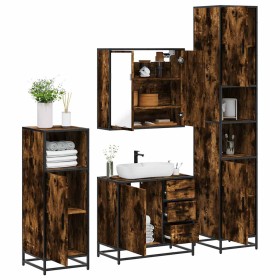 Set de muebles baño 4 pzas madera contrachapada roble