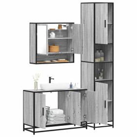 Set de muebles de baño 3 pzas madera contrachapada gris