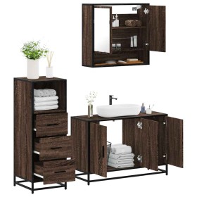 Set de muebles baño 3 pzas madera contrachapada roble