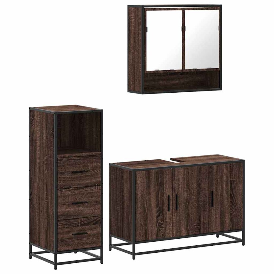 Set de muebles baño 3 pzas madera contrachapada roble