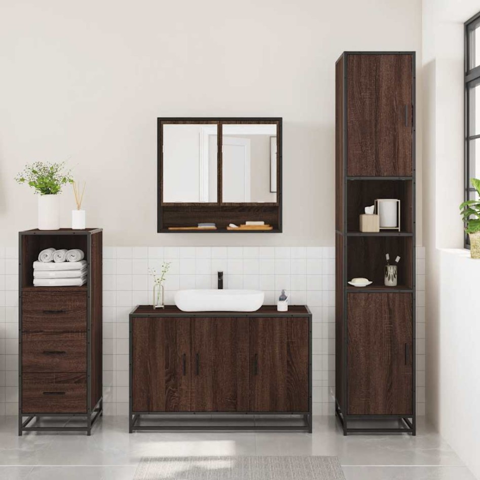 Set de muebles baño 3 pzas madera contrachapada roble