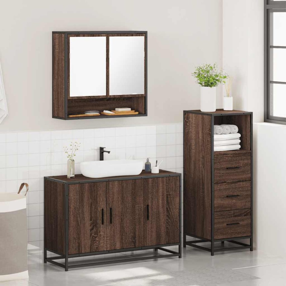 Set de muebles baño 3 pzas madera contrachapada roble