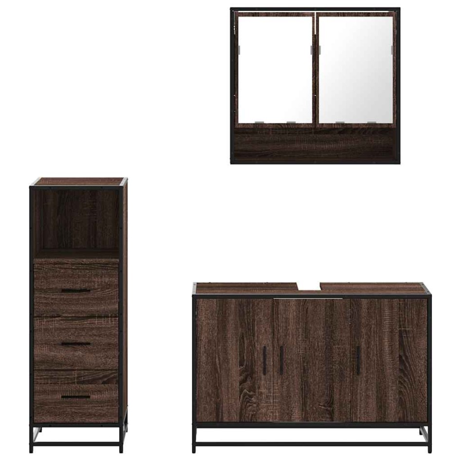 Set de muebles baño 3 pzas madera contrachapada roble