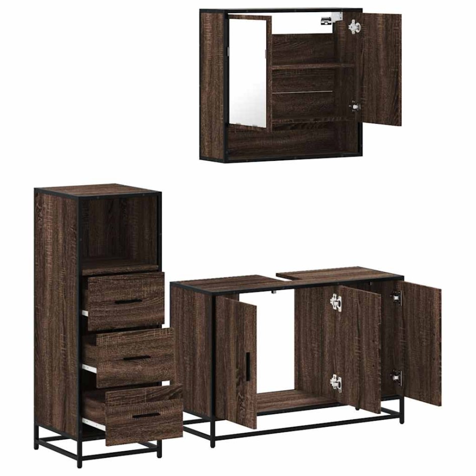 Set de muebles baño 3 pzas madera contrachapada roble