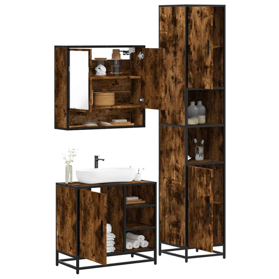 Set de muebles baño 3 pzas madera contrachapada roble