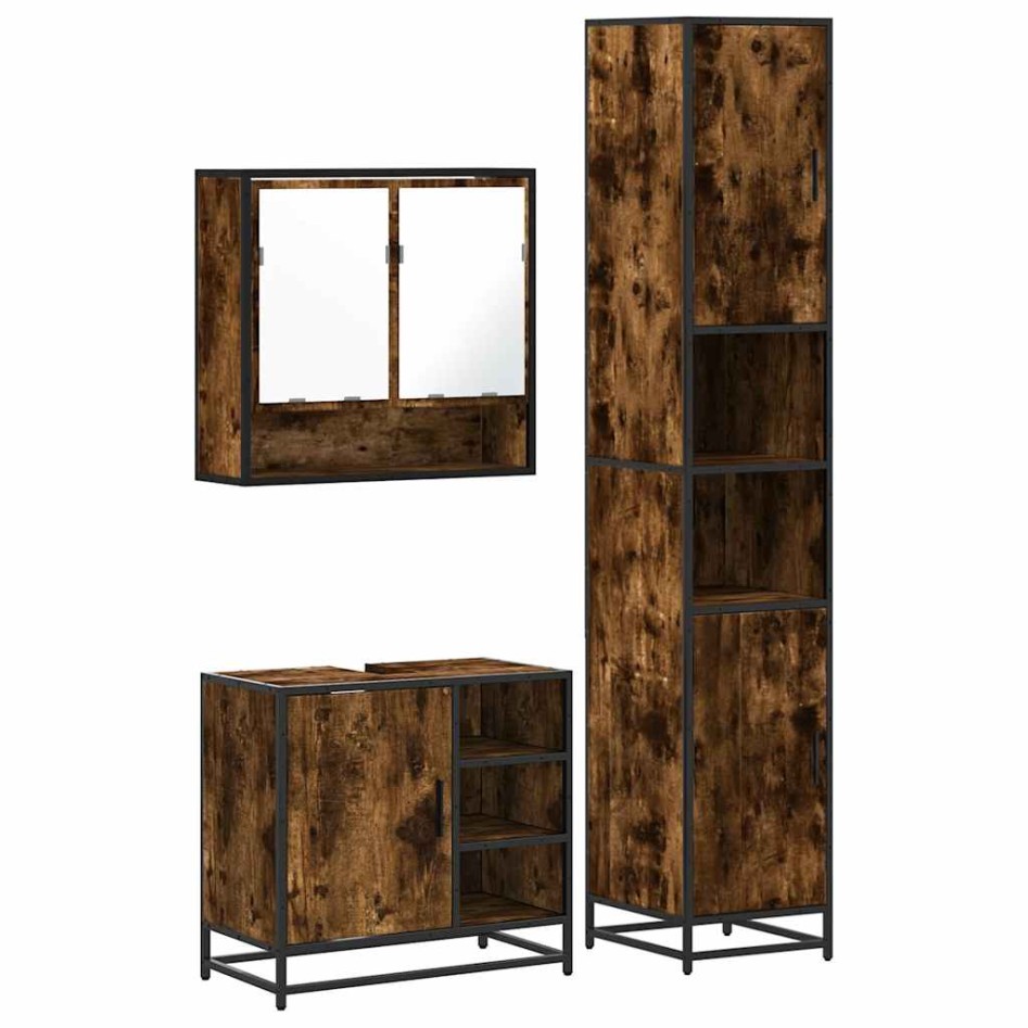 Set de muebles baño 3 pzas madera contrachapada roble