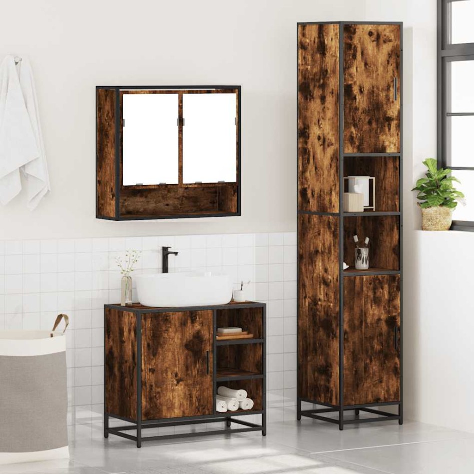 Set de muebles baño 3 pzas madera contrachapada roble