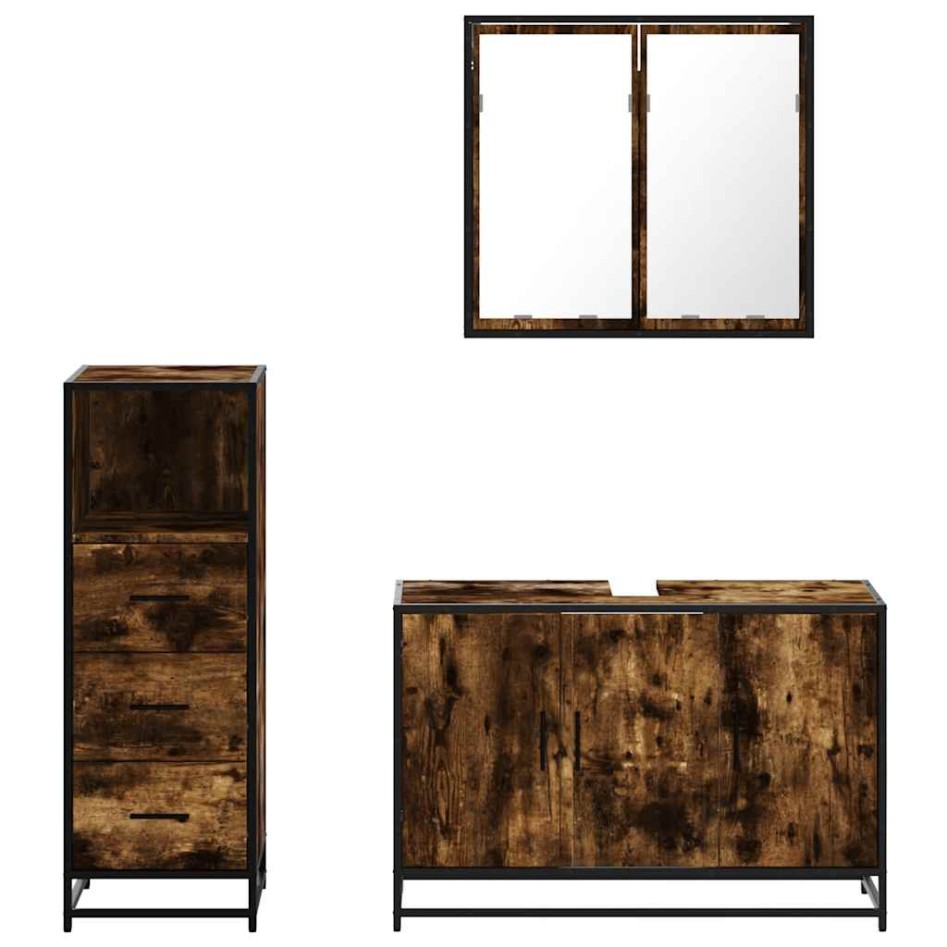 Set de muebles baño 3 pzas madera contrachapada roble