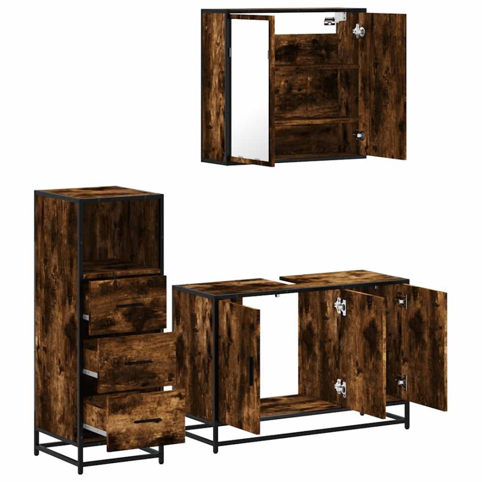 Set de muebles baño 3 pzas madera contrachapada roble
