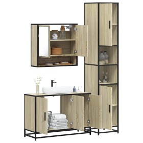 Set de muebles de baño 3 pzas madera contrachapada roble
