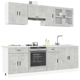 Mueble cocina Kalmar gris hormigón 8 pzas madera