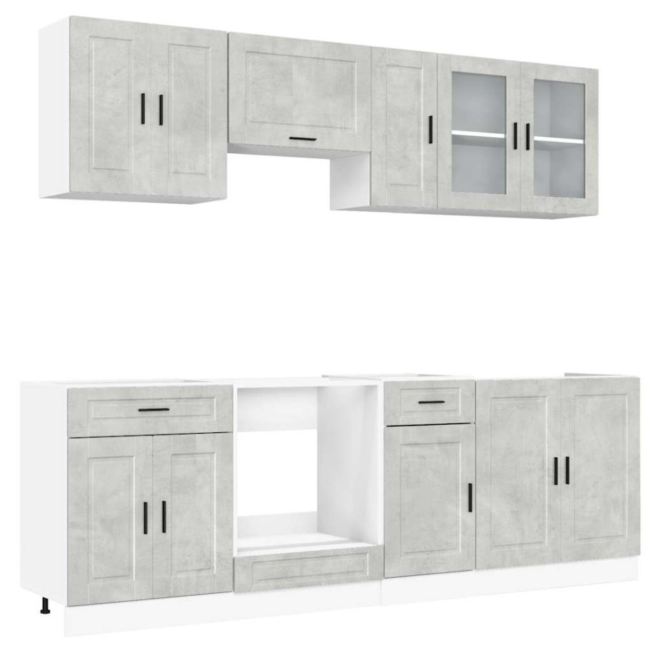 Mueble cocina Kalmar gris hormigón 8 pzas madera