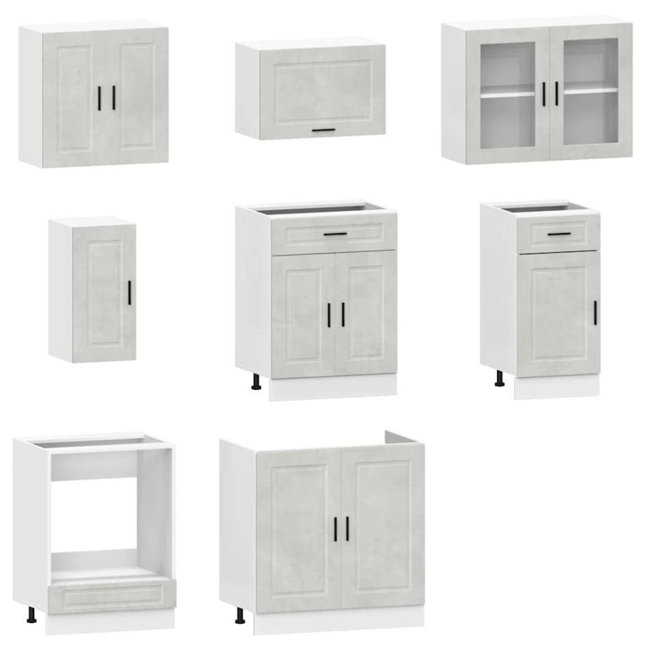 Mueble cocina Kalmar gris hormigón 8 pzas madera