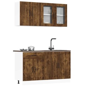 Mueble cocina Kalmar roble ahumado 4 pzas madera