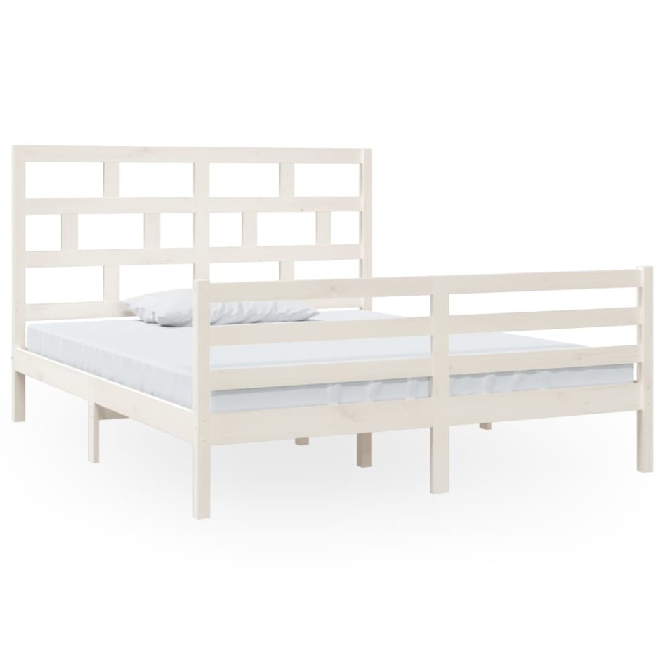 Estructura de cama de madera maciza de pino blanca 160x200