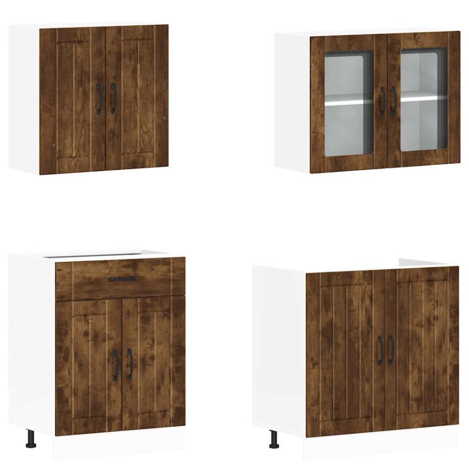 Mueble cocina Kalmar roble ahumado 4 pzas madera