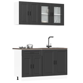 Mueble de cocina Kalmar negra 4 piezas madera