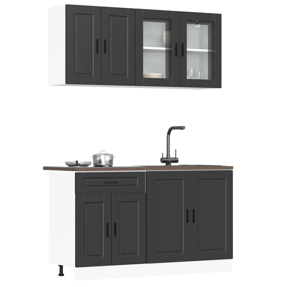 Mueble de cocina Kalmar negra 4 piezas madera